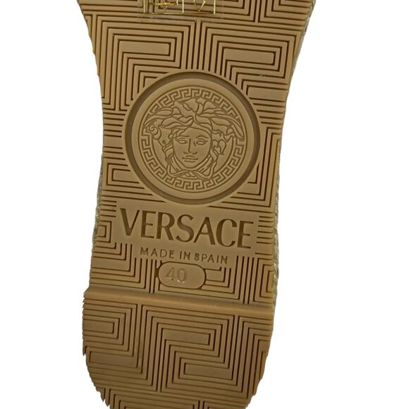 New Versace 95 Medusa Satin Espadrille Wedge Sandals Pink Size 40 - Picture 9 of 10